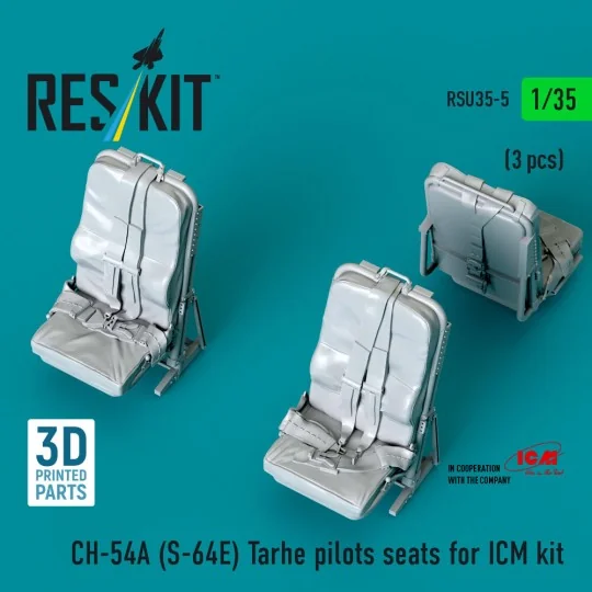 CH-54A (S-64E) Tarhe pilots seats for ICM kit (3 pcs) (3D Printed),... CH-54A (S-64E) Tarhe pilots seats for ICM kit (3 pcs) (3D Printed),...