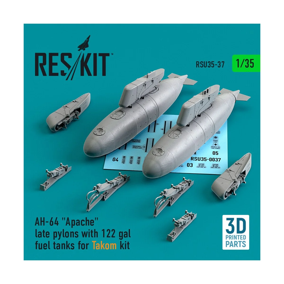 AH-64 Apache late pylons with 122 gal fuel tanks for Takom kit (3D ... AH-64 Apache late pylons with 122 gal fuel tanks for Takom kit (3D ...