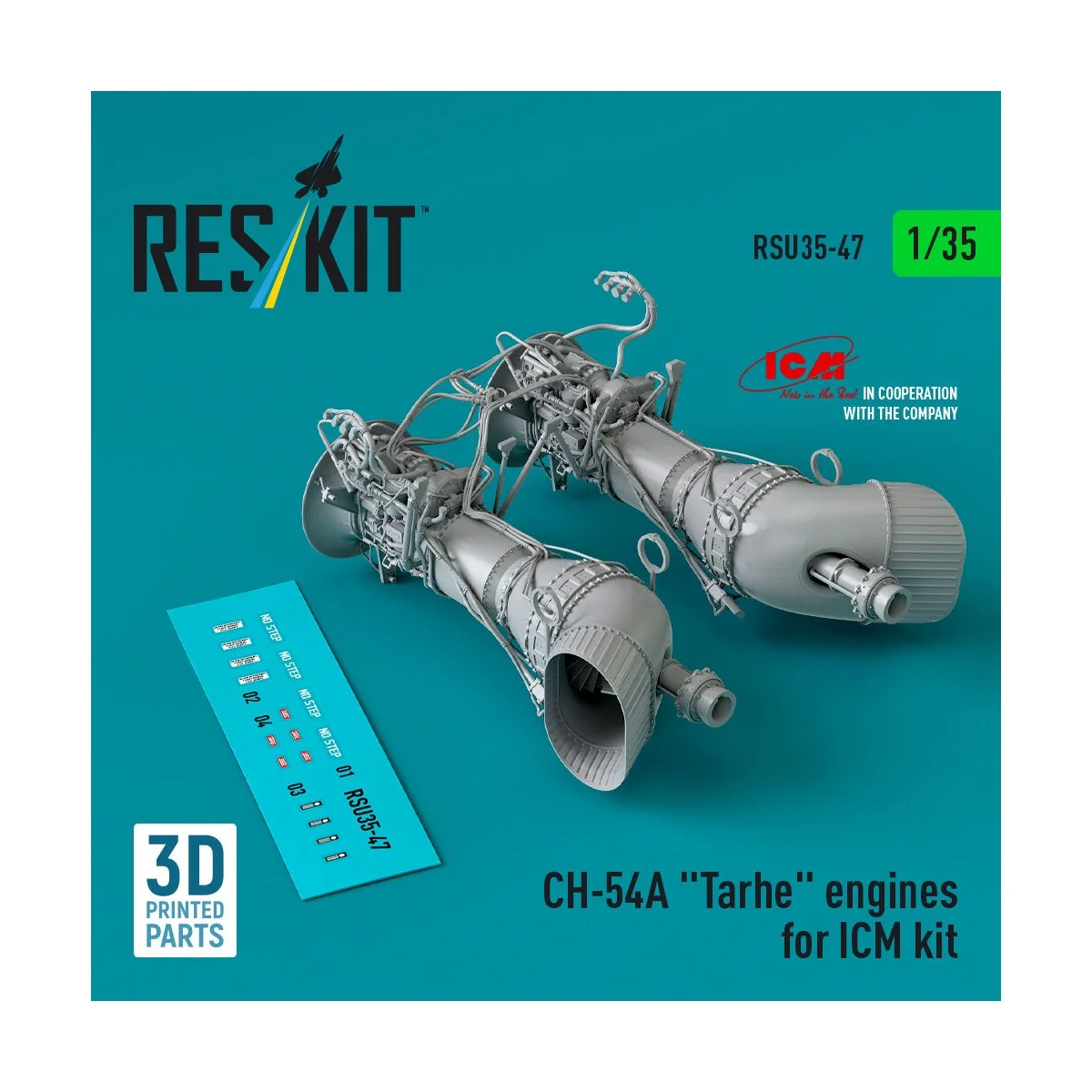 CH-54A Tarhe engines for ICM kit (3D Printed), 1/35 - ResKit Models...
