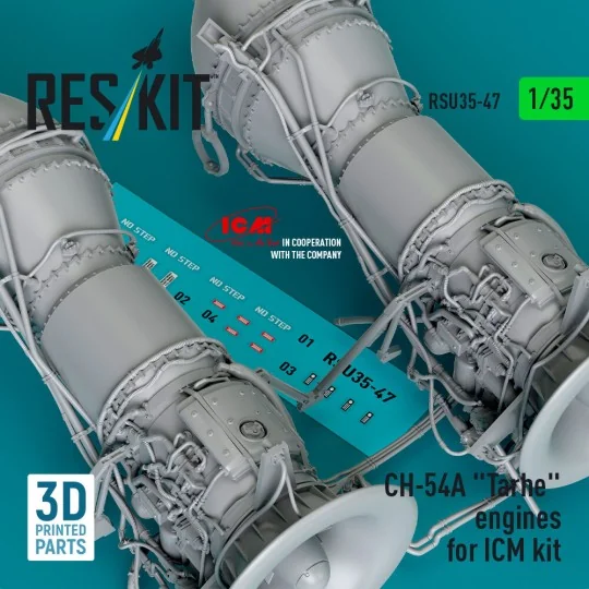 CH-54A Tarhe engines for ICM kit (3D Printed), 1/35 - ResKit Models...