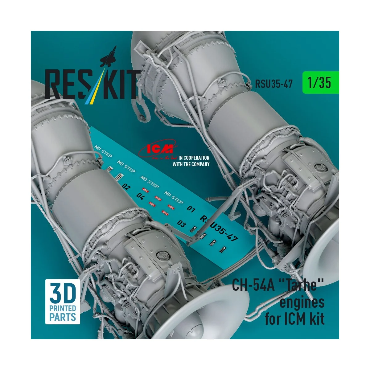 CH-54A Tarhe engines for ICM kit (3D Printed), 1/35 - ResKit Models...