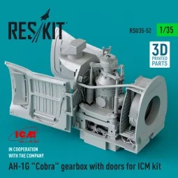AH-1G Cobra gearbox with doors for ICM kit (3D Printed), 1/35 - Res...