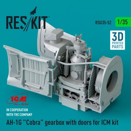 AH-1G Cobra gearbox with doors for ICM kit (3D Printed), 1/35 - Res...