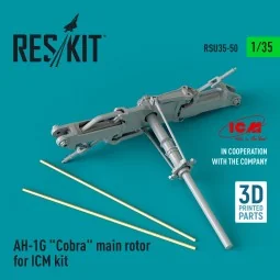 AH-1G Cobra main rotor for ICM kit (3D Printed) 1/35 - ResKit Model...
