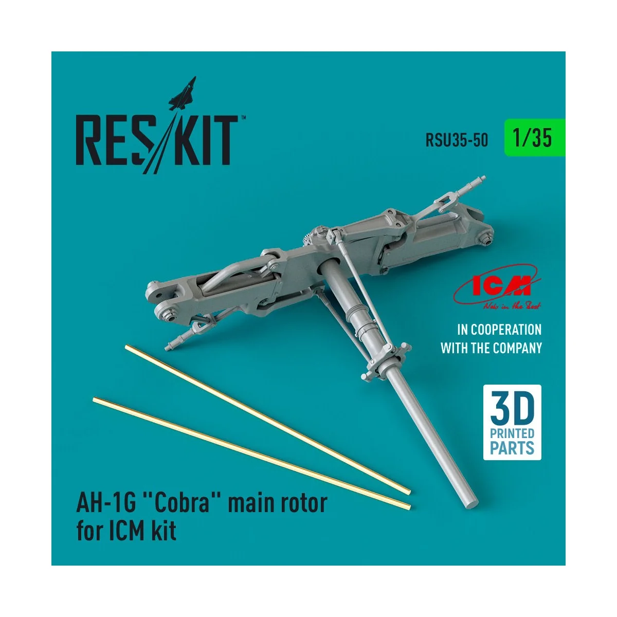 AH-1G Cobra main rotor for ICM kit (3D Printed), 1/35 - ResKit Mode... AH-1G Cobra main rotor for ICM kit (3D Printed), 1/35 - ResKit Mode...