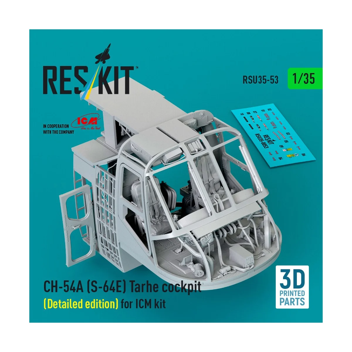 CH-54A (S-64E) Tarhe cockpit (Detailed edition) for ICM kit (3D Pri...