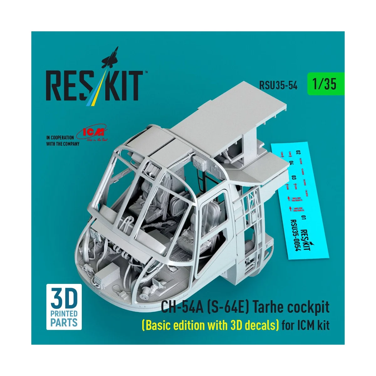 CH-54A (S-64E) Tarhe cockpit (Basic edition with 3D decals) for ICM...