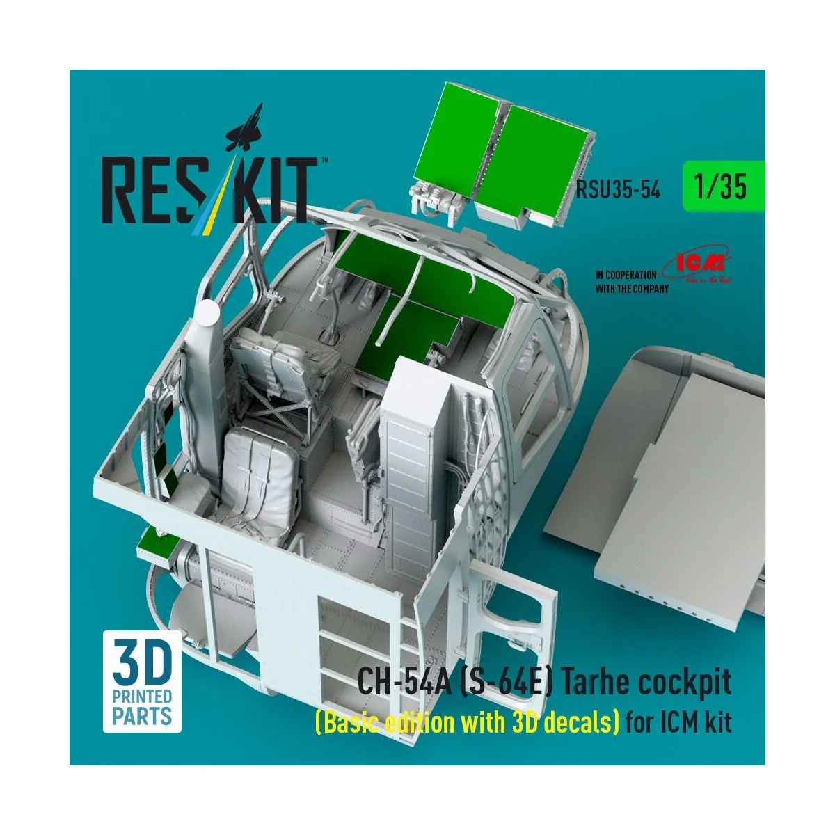 CH-54A (S-64E) Tarhe cockpit (Basic edition with 3D decals) for ICM...