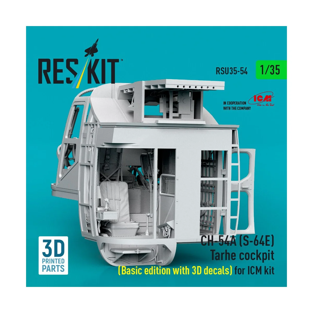 CH-54A (S-64E) Tarhe cockpit (Basic edition with 3D decals) for ICM...