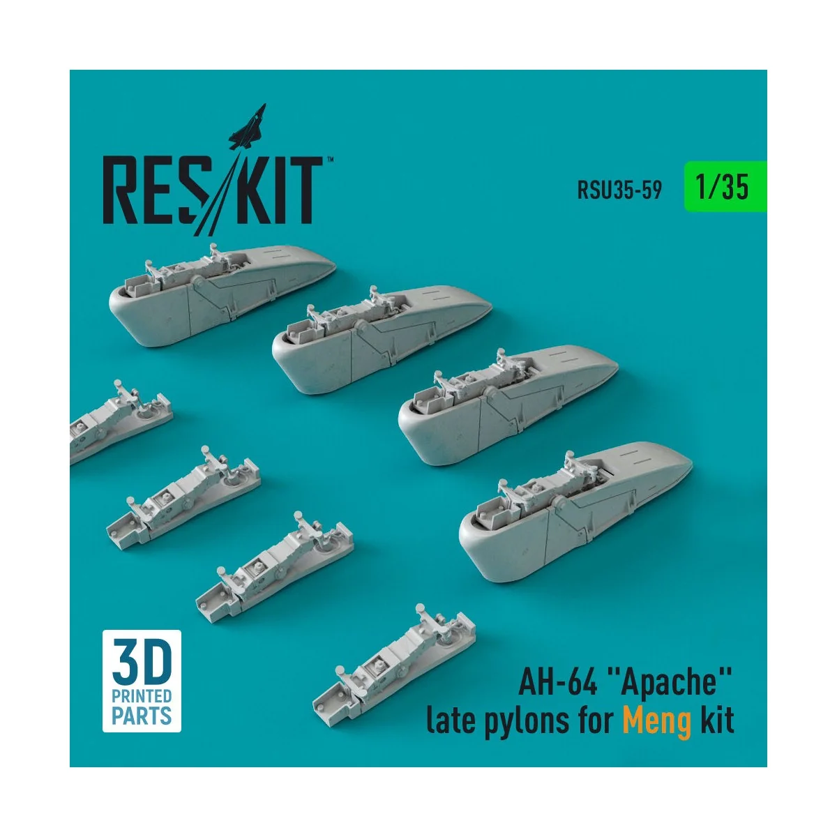 AH-64 Apache late pylons for Meng kit (3D Printed) 1/35 - ResKit Mo...