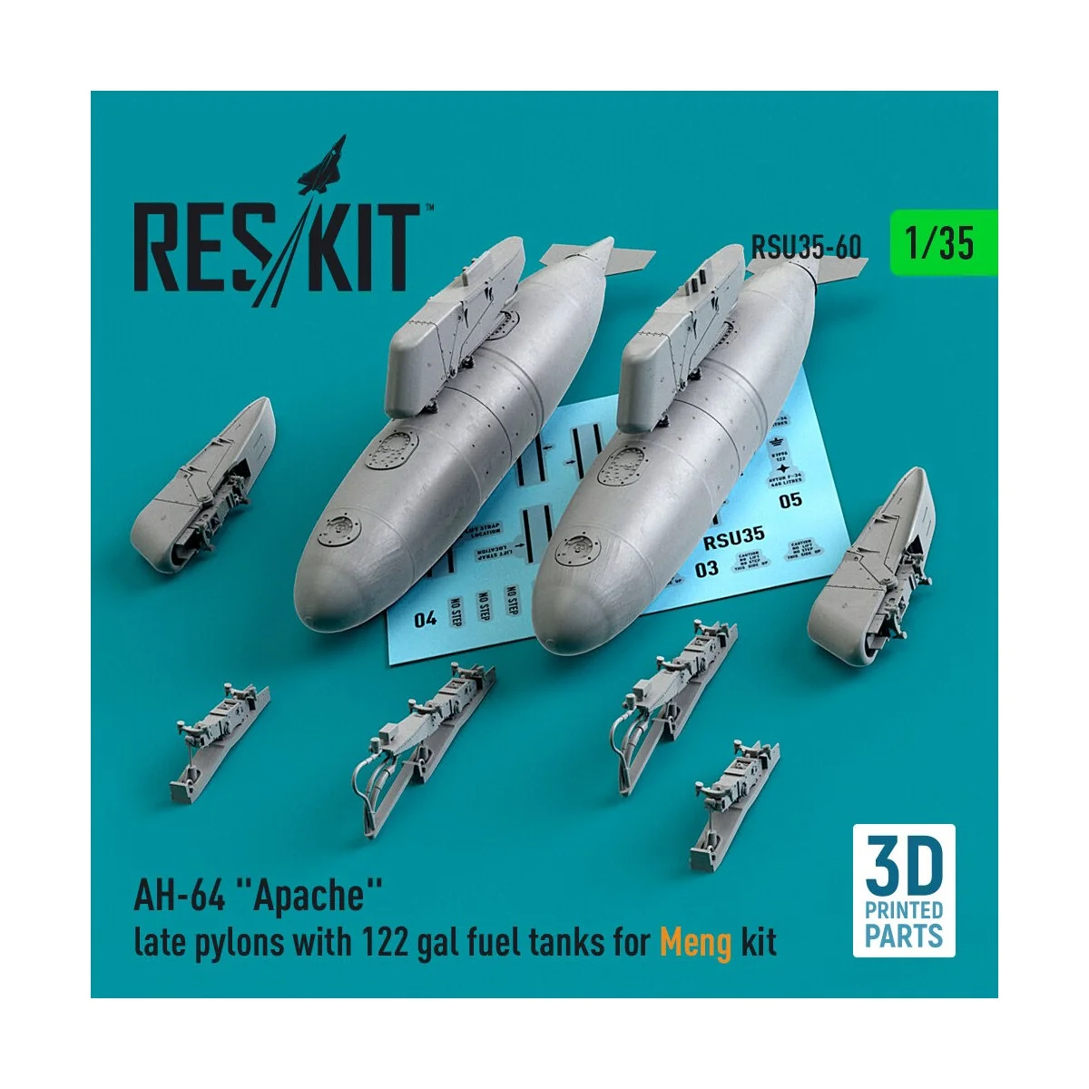 AH-64 Apache late pylons with 122 gal fuel tanks for Meng kit (3D P...
