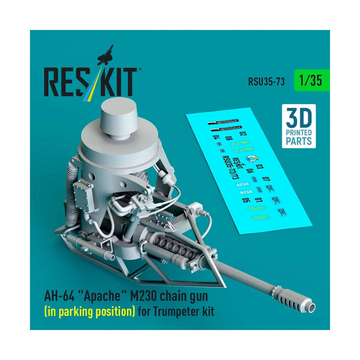AH-64 Apache M230 chain gun (in parking position) for Trumpeter kit... AH-64 Apache M230 chain gun (in parking position) for Trumpeter kit...