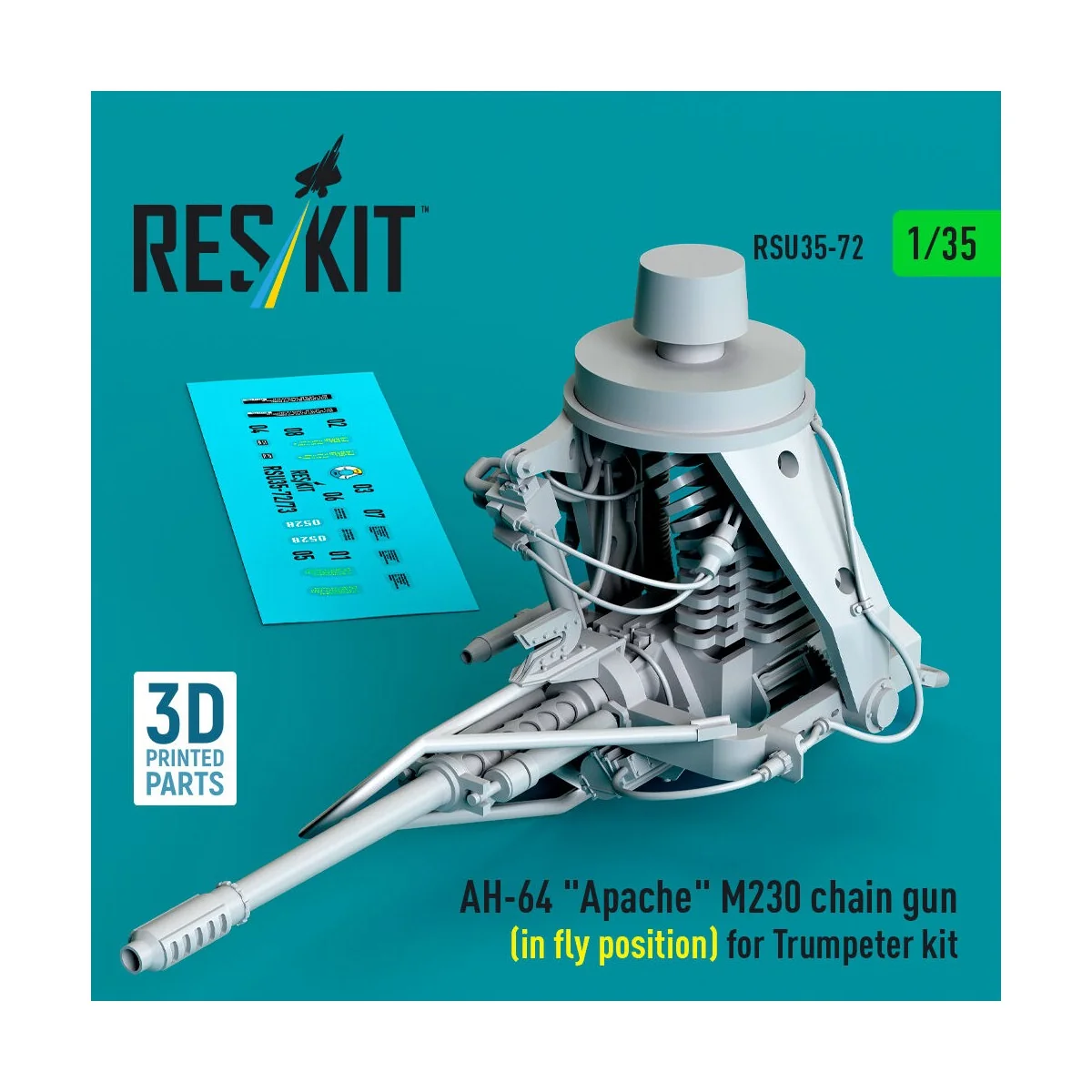 AH-64 Apache M230 chain gun (in fly position) for Trumpeter kit (3D...