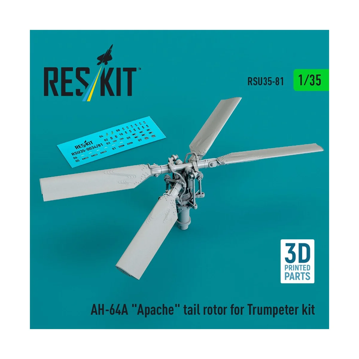 AH-64A Apache tail rotor for Trumpeter kit (3D Printed) 1/35 - ResK...