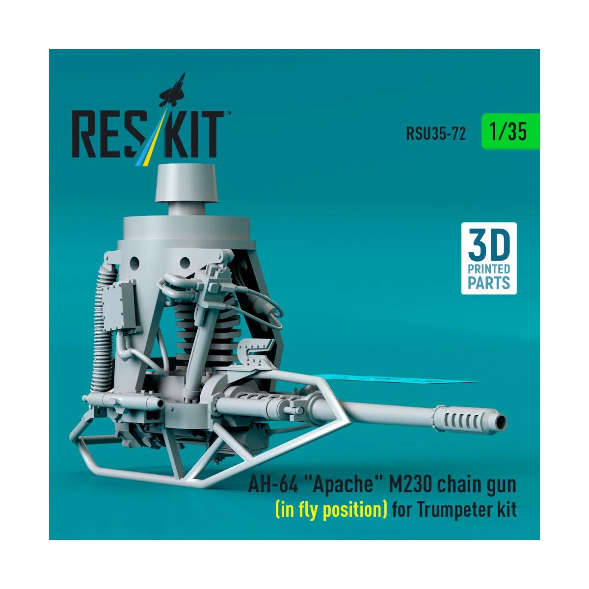AH-64 Apache M230 chain gun (in fly position) for Trumpeter kit (3D...
