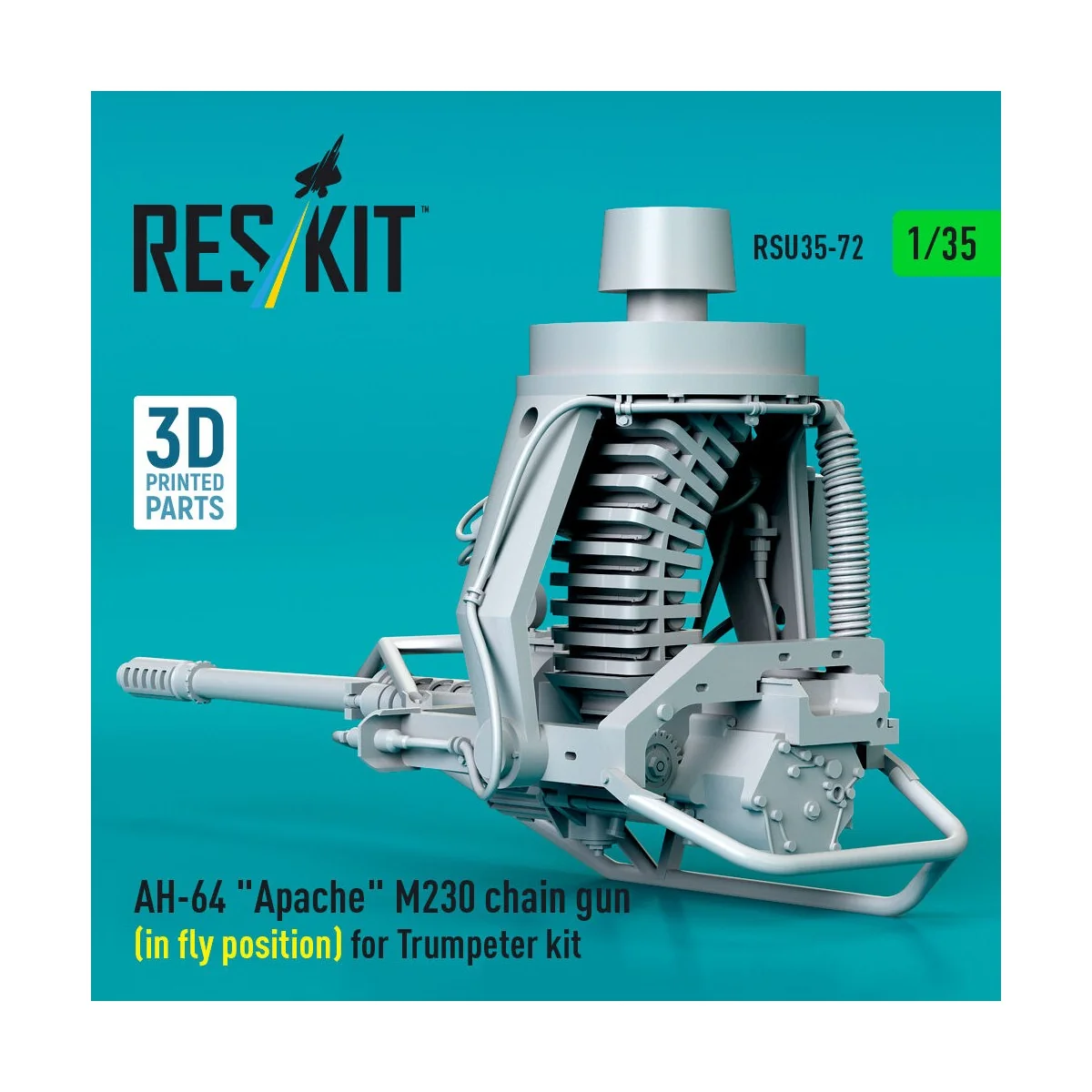 AH-64 Apache M230 chain gun (in fly position) for Trumpeter kit (3D...