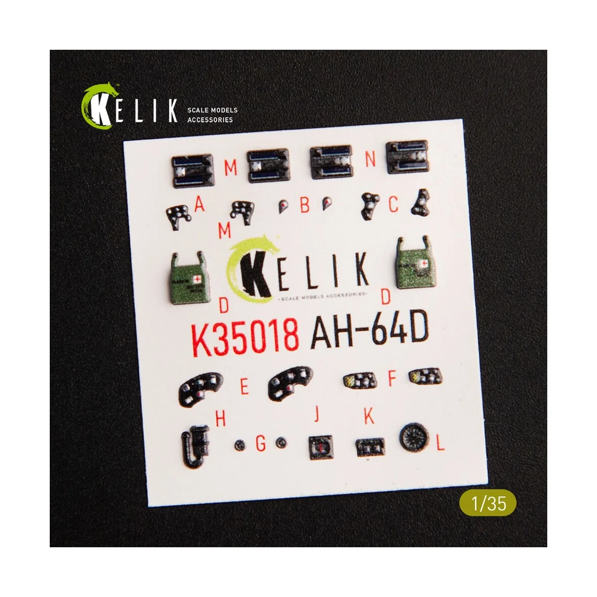 AH-64D Apache interior 3D decals for Takom kit 1/35 - Kelik K35018