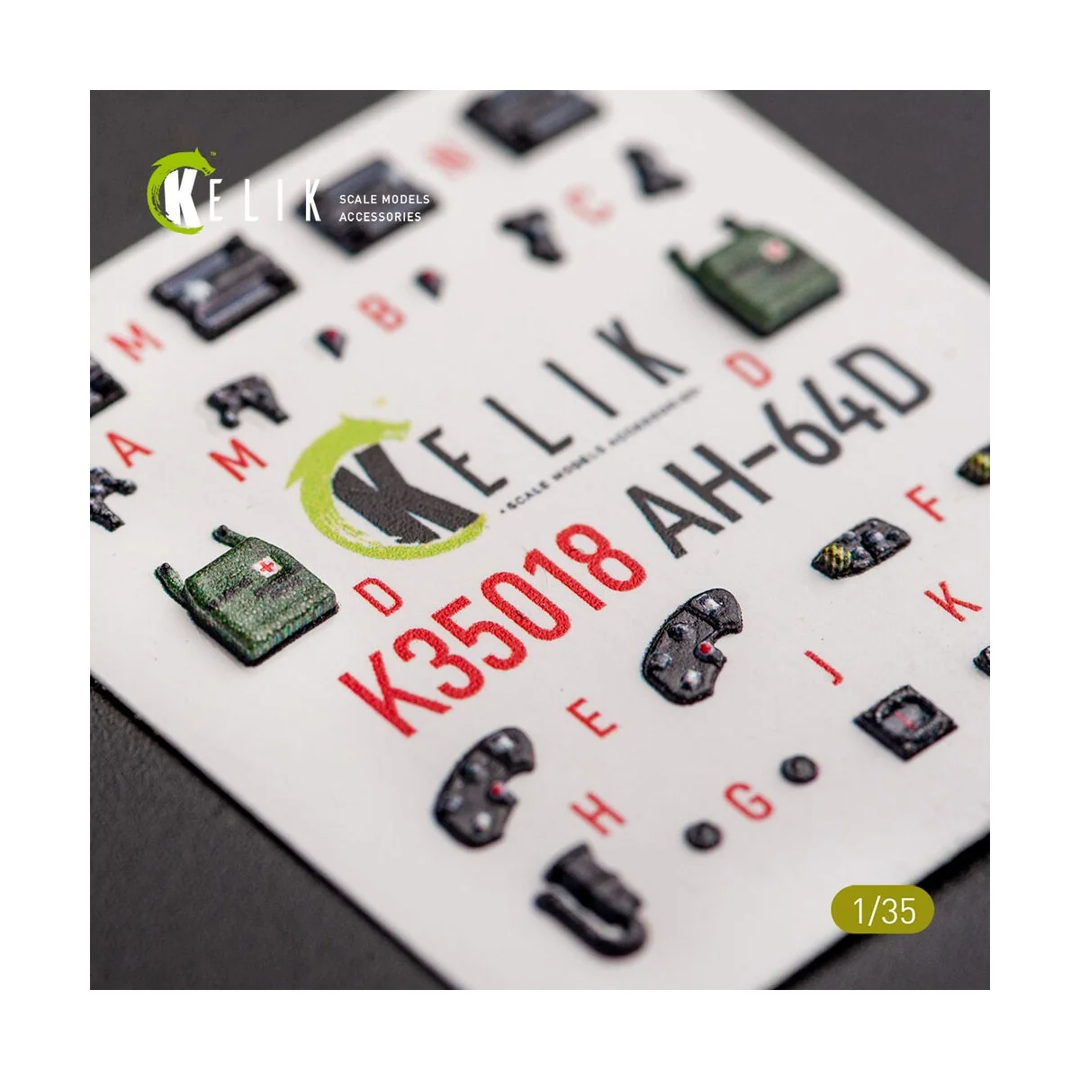 AH-64D Apache interior 3D decals for Takom kit, 1/35 - Kelik K35018