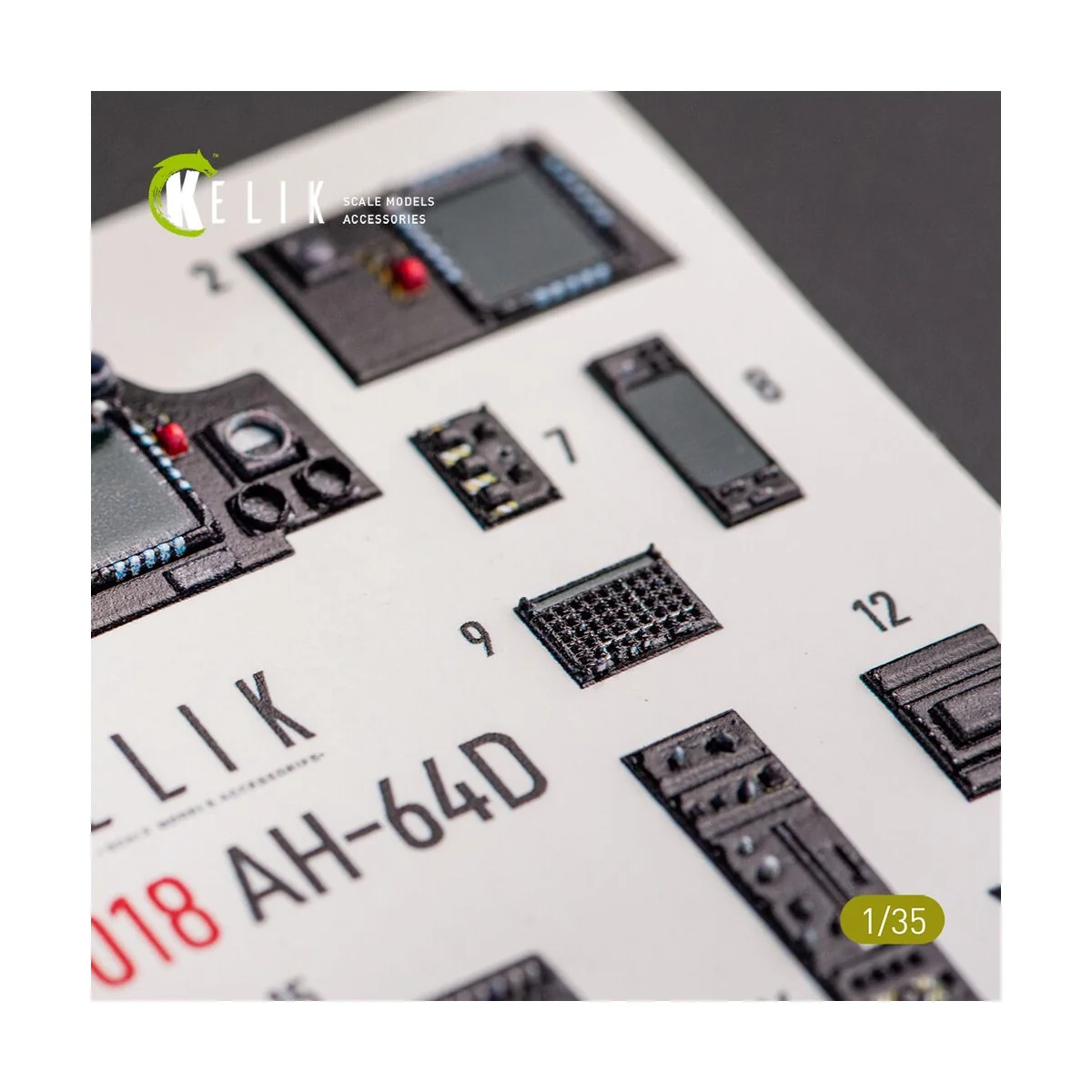 AH-64D Apache interior 3D decals for Takom kit, 1/35 - Kelik K35018