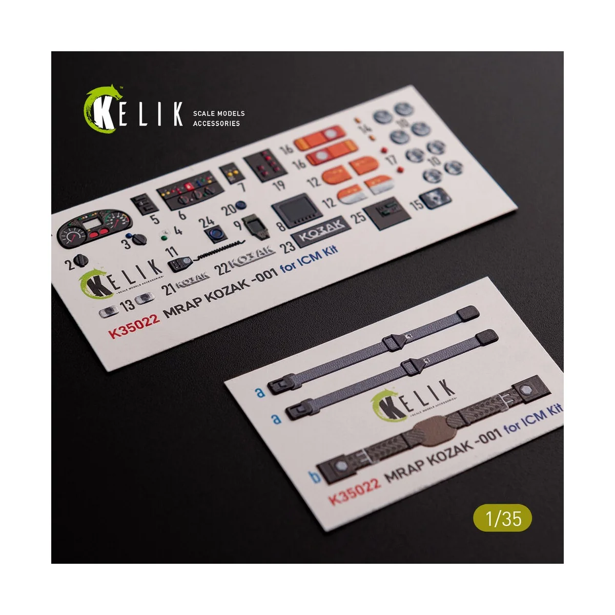 Kozak-001 Ukrainian MRAP 3D decals for ICM kit, 1/35 - Kelik K35022 Kozak-001 Ukrainian MRAP 3D decals for ICM kit, 1/35 - Kelik K35022