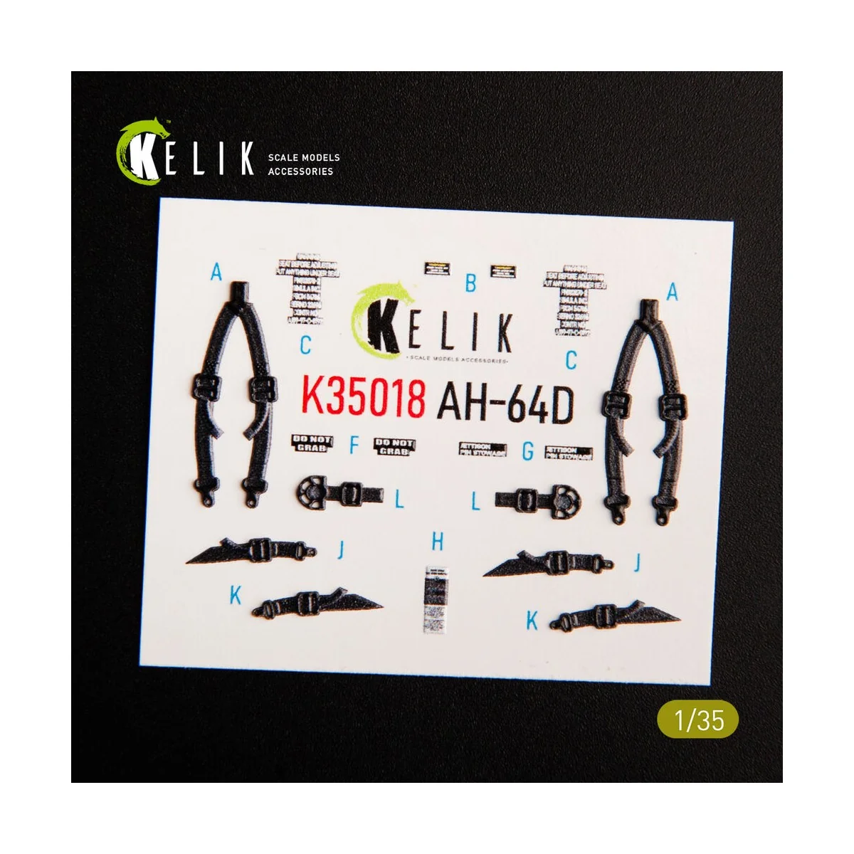 AH-64D Apache interior 3D decals for Takom kit 1/35 - Kelik K35018