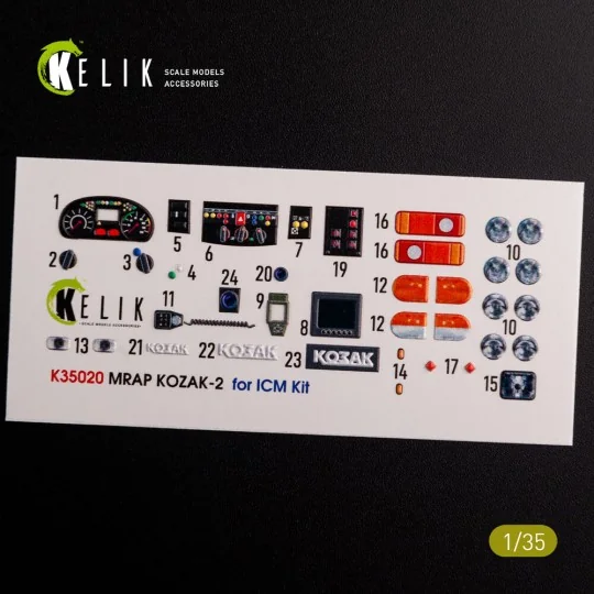 Kozak-2 Ukrainian MRAP 3D decals for ICM kit, 1/35 - Kelik K35020