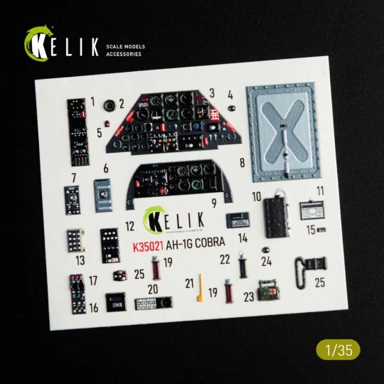 AH-1G Cobra interior 3D decals for ICM kit, 1/35 - Kelik K35021