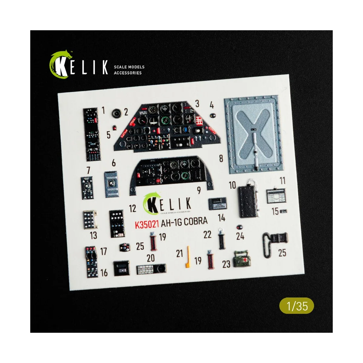 AH-1G Cobra interior 3D decals for ICM kit 1/35 - Kelik K35021