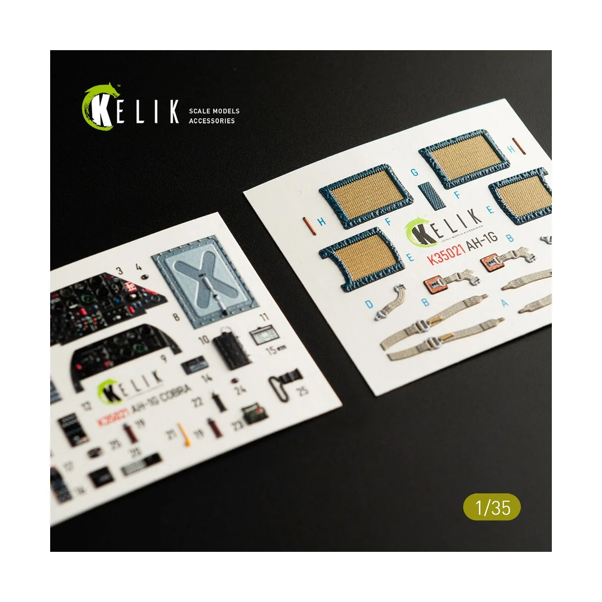 AH-1G Cobra interior 3D decals for ICM kit, 1/35 - Kelik K35021