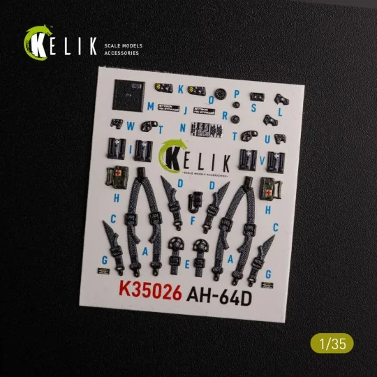 AH-64D Apache interior 3D decals for Meng kit, 1/35 - Kelik K35026