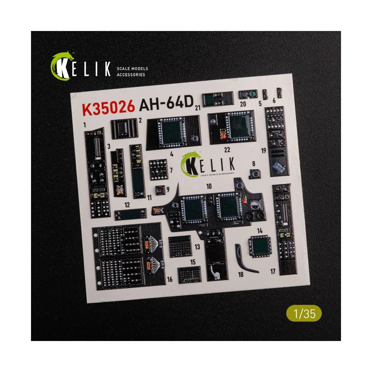AH-64D Apache interior 3D decals for Meng kit, 1/35 - Kelik K35026