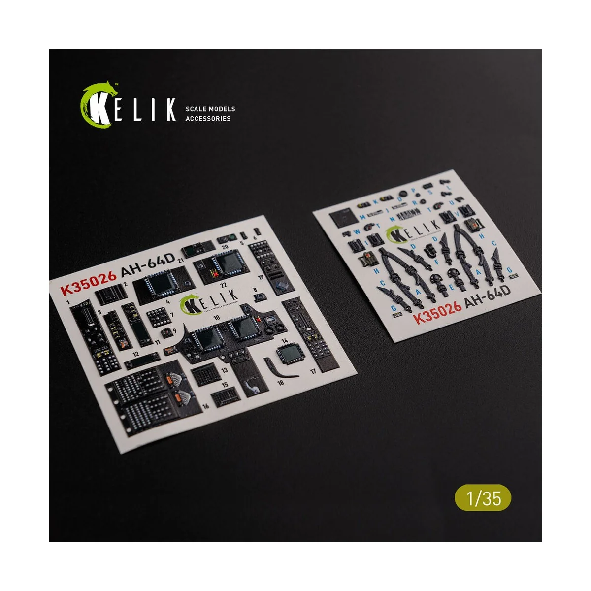 AH-64D Apache interior 3D decals for Meng kit, 1/35 - Kelik K35026