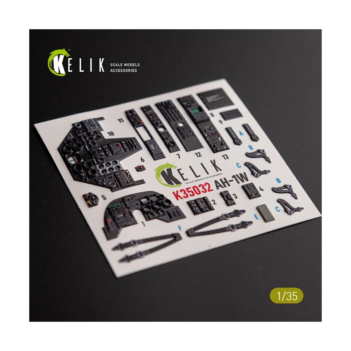 AH-1W interior 3D decals for Academy kit 1/35 - Kelik K35032