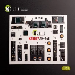 AH-64E Apache interior 3D decals for Takom kit, 1/35 - Kelik K35037