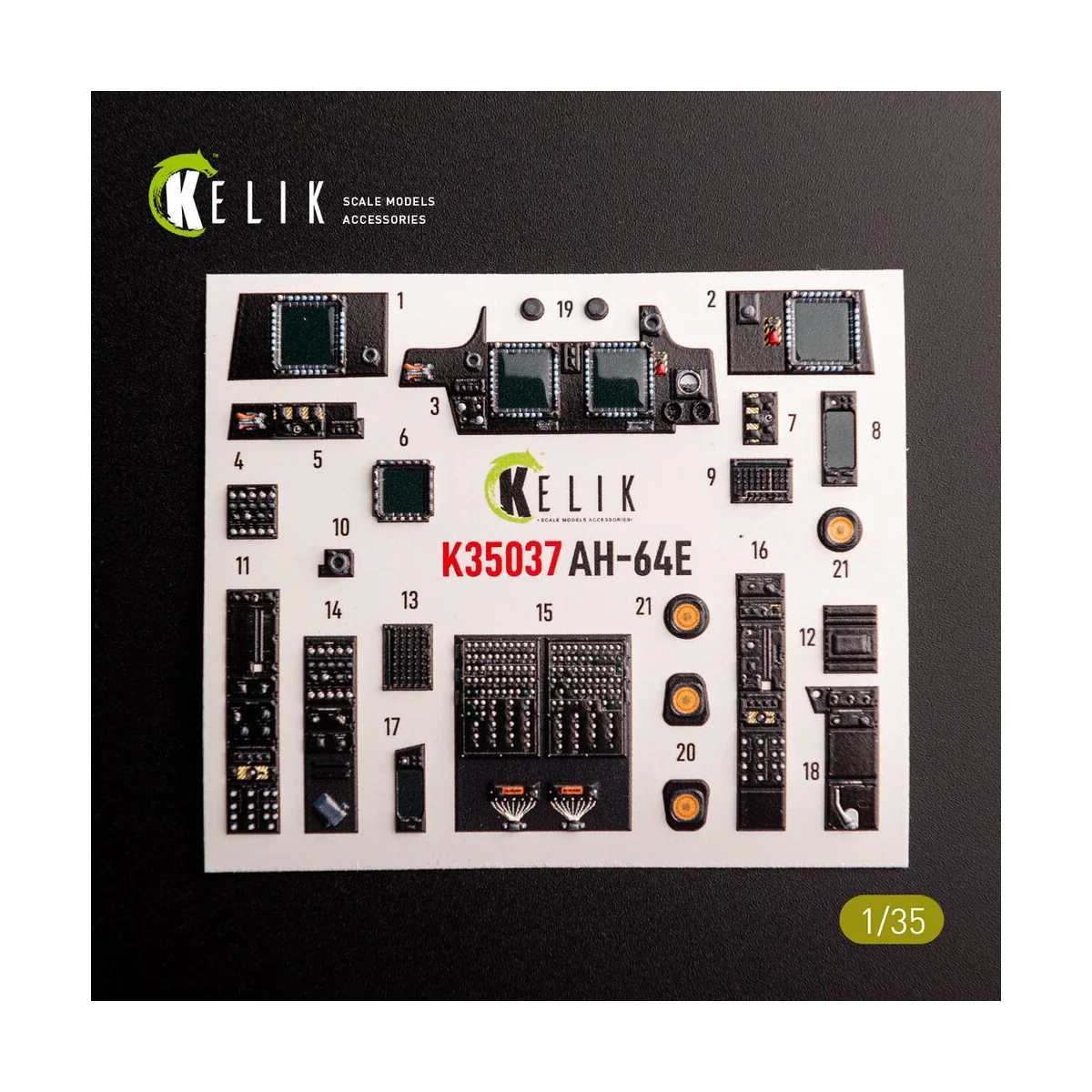 AH-64E Apache interior 3D decals for Takom kit, 1/35 - Kelik K35037 AH-64E Apache interior 3D decals for Takom kit, 1/35 - Kelik K35037