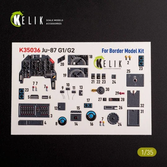 Ju-87 G1/G2 - interior 3D decals for Border Models kit 1/35 - Kelik...
