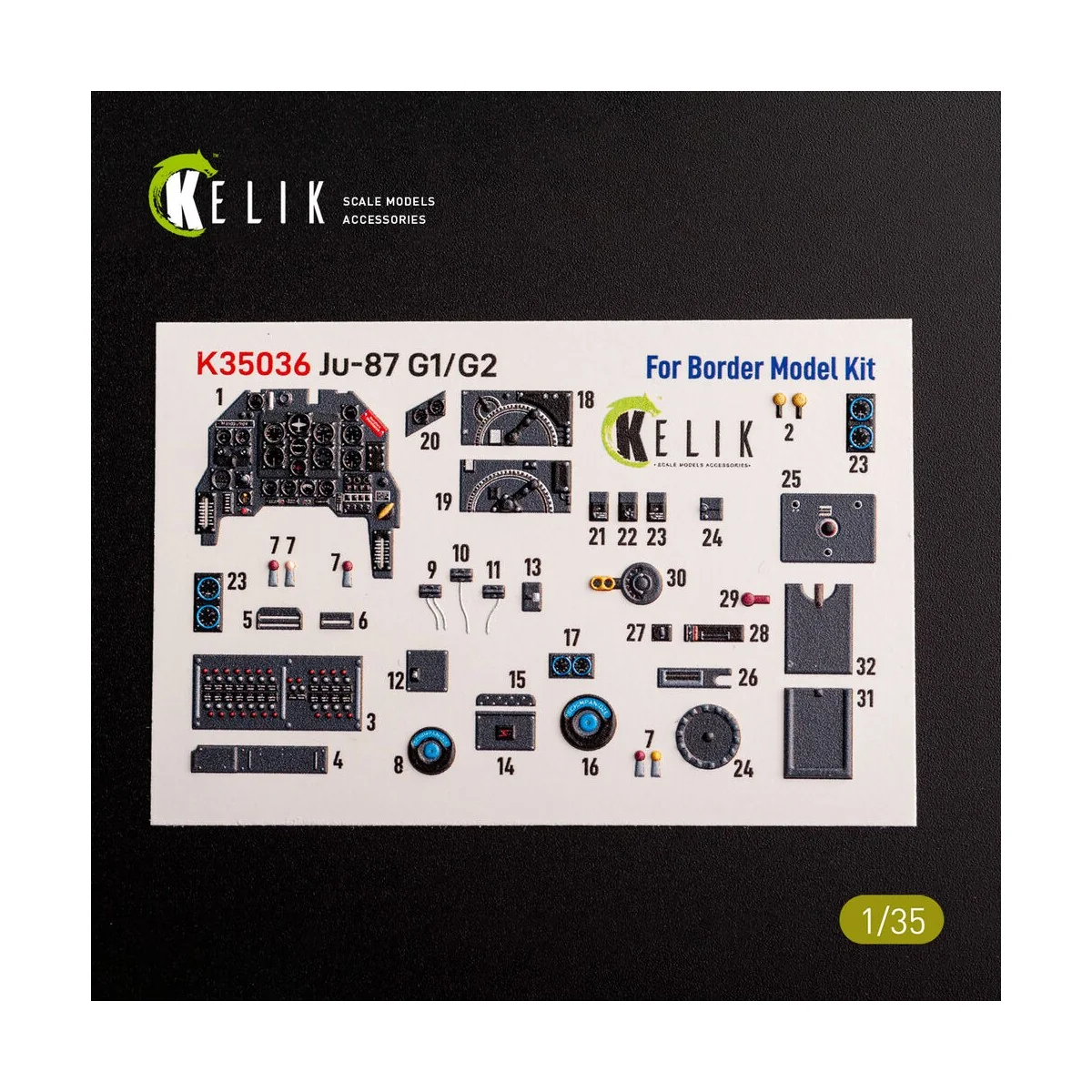 Ju-87 G1/G2 - interior 3D decals for Border Models kit 1/35 - Kelik...