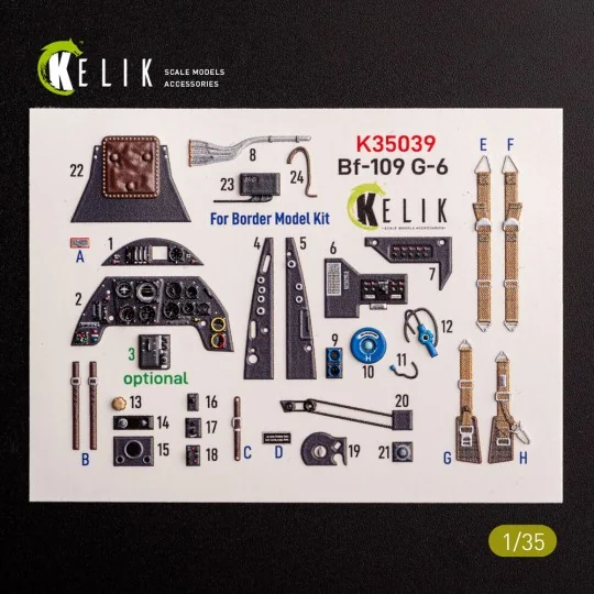 Bf-109 G-6 - interior 3D decals for Border Models kit, 1/35 - Kelik...