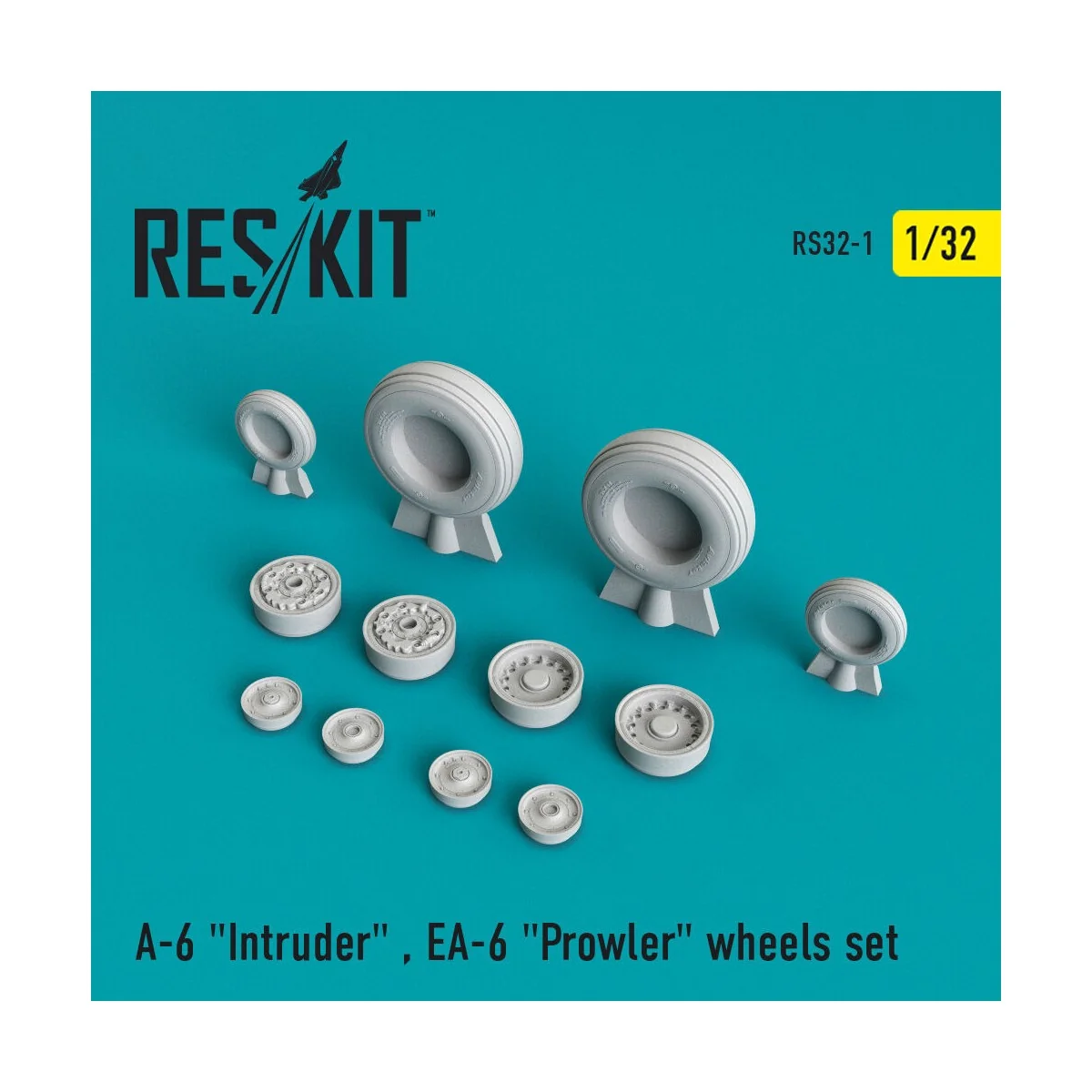 A-6 Intruder , EA-6 Prowler (weighted) wheels set 1/32 - ResKit Mod...