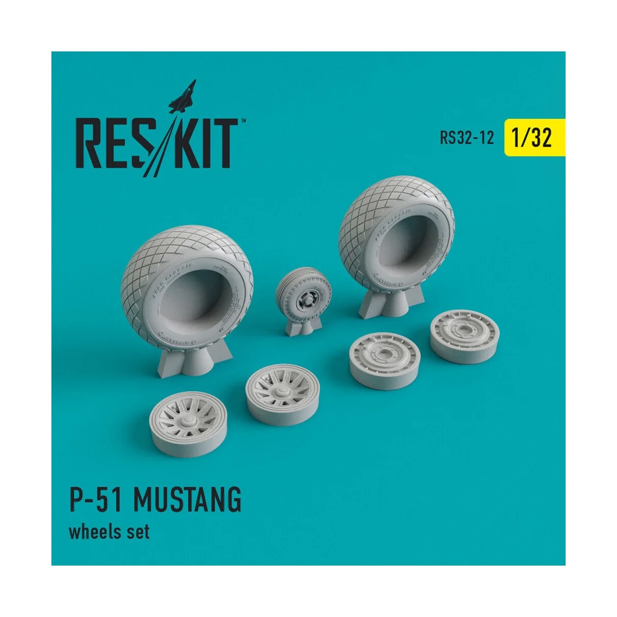 P-51 Mustang wheels set, 1/32 - ResKit Models RS32-0012 P-51 Mustang wheels set, 1/32 - ResKit Models RS32-0012