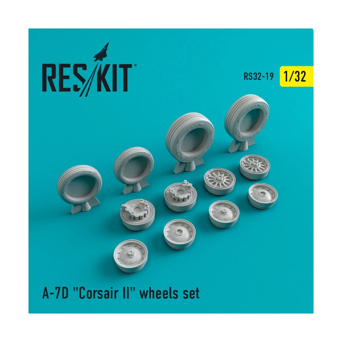 A-7D Corsair II (weighted) wheels set, 1/32 - ResKit Models RS32-0019