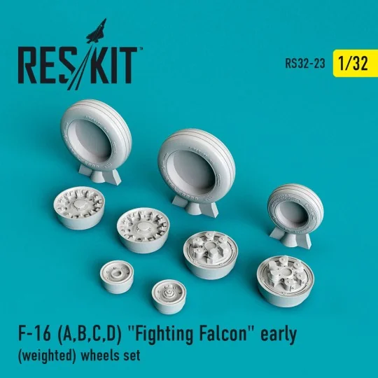 F-16 (A, B, C, D) Fighting Falcon early (weighted) wheels set, 1/32...