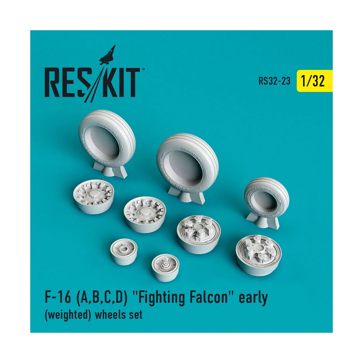 F-16 (A,B,C,D) Fighting Falcon early (weighted) wheels set 1/32 - R...