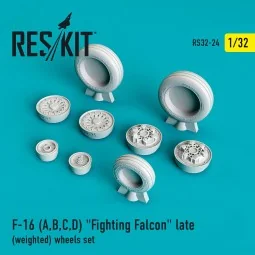F-16 (A,B,C,D) Fighting Falcon late (weighted) wheels set 1/32 - Re...