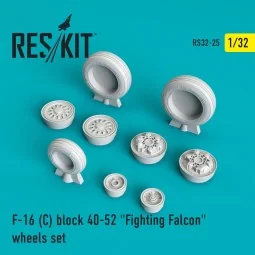 F-16C block 40-52 Fighting Falcon (weighted) wheels set, 1/32 - Res...