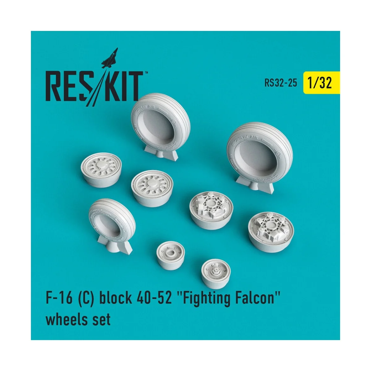 F-16C block 40-52 Fighting Falcon (weighted) wheels set 1/32 - ResK...
