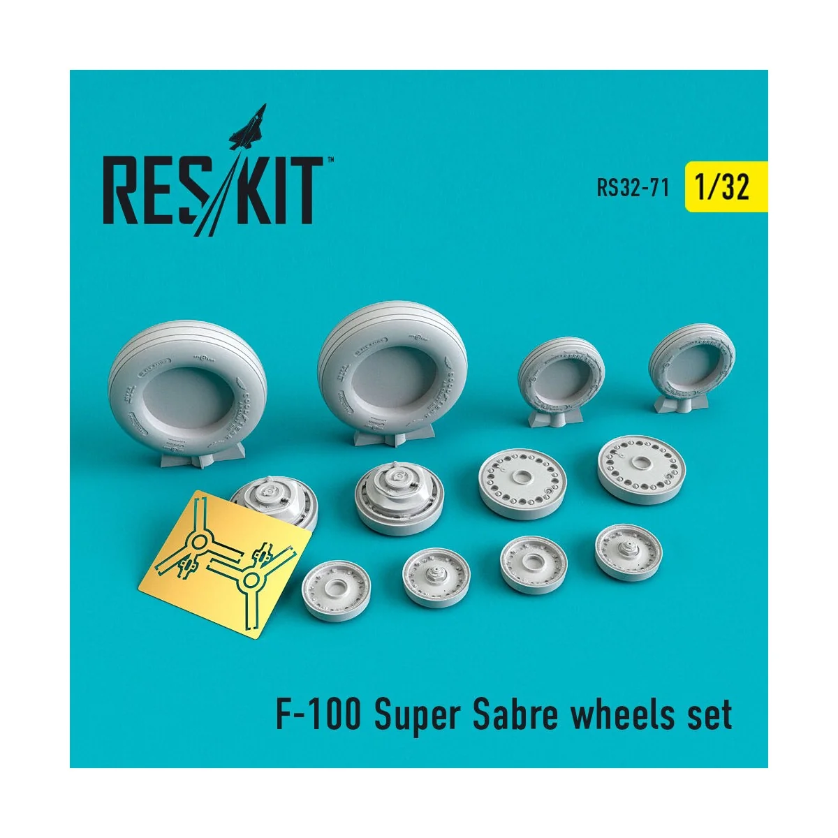 F-100 Super Sabre wheels set, 1/32 - ResKit Models RS32-0071 F-100 Super Sabre wheels set, 1/32 - ResKit Models RS32-0071
