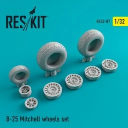 B-25 Mitchell wheels set, 1/32 - ResKit Models RS32-0087