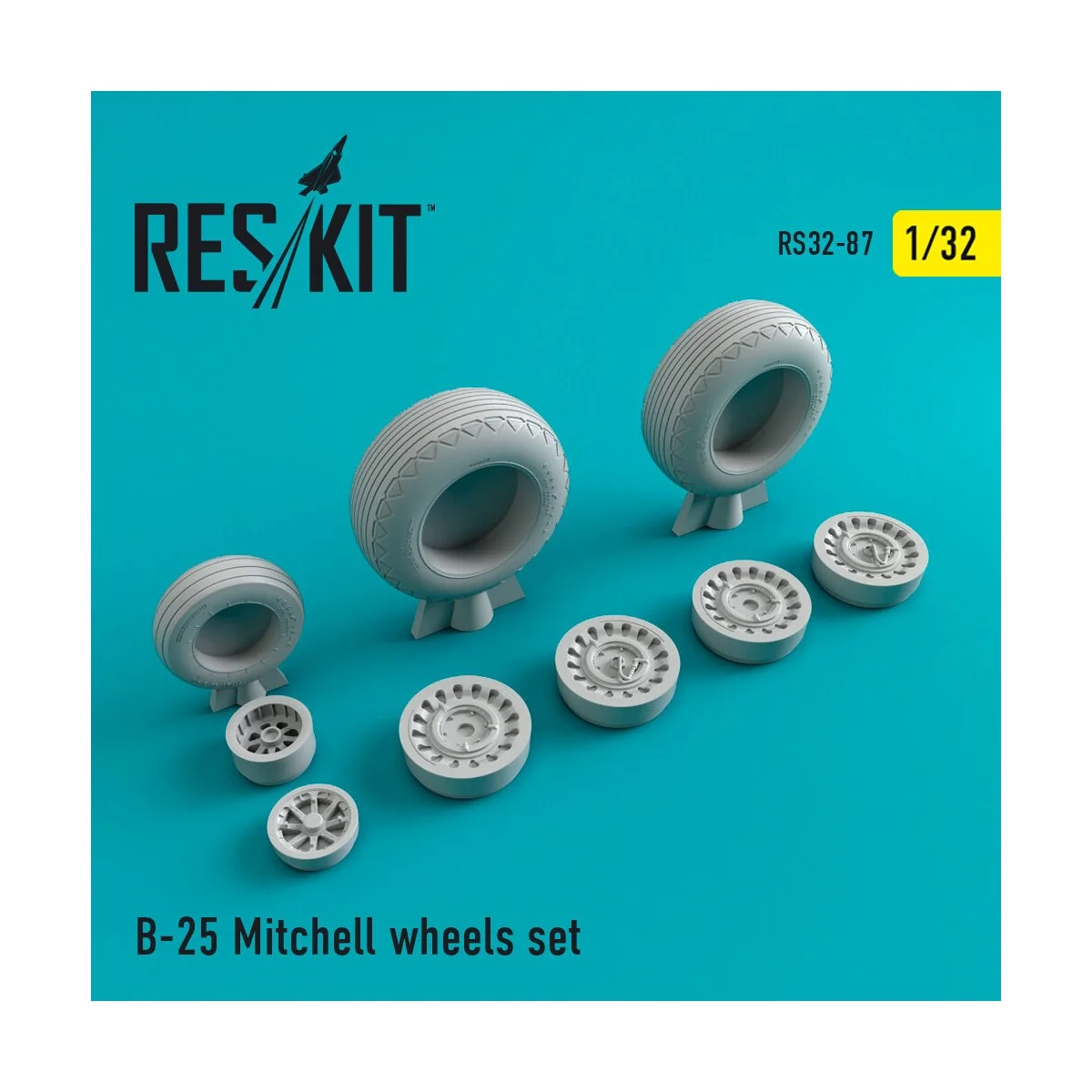 B-25 Mitchell wheels set 1/32 - ResKit Models RS32-0087