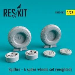 Spitfire (4 spoke) wheels set (weighted), 1/32 - ResKit Models RS32...